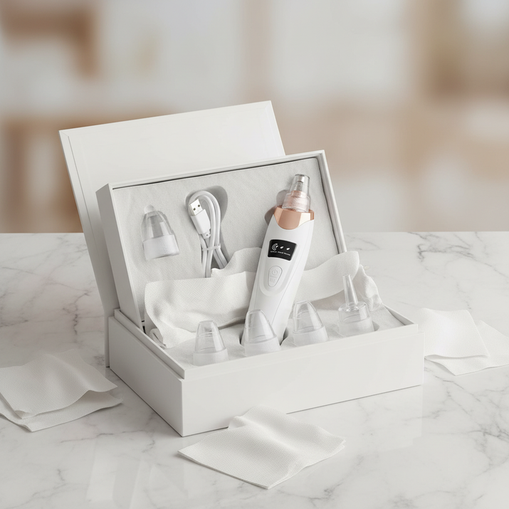 Close-up of ultrasonic pore cleaning technology